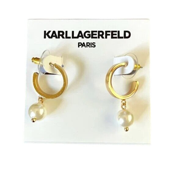 Karl Lagerfeld Drop Pearl NEW Earrings Retail $42 - Picture 1 of 3